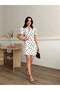 Women's White Polka Dot Drop Collar Dress - 7
