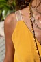 Women's Tile Mustard Double-Breasted Waist Gathered, Front and Back Deep Slit Long Dress 2922 - 3