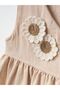 V-Neck Double-Breasted Tie-Up Floral Embroidered Bohemian Baby Dress - 3