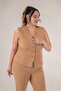 112035 Women's Plus Size Cobalt Button Detail Vest Set Sets - 2