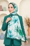 Women's Green Watercolor Floral Patterned Soft Shawl