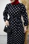 Beli Belted Polka Dot Dress Tsd260206 Black - 5