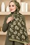 Women's Green Floral Patterned Bamboo Crush Shawl