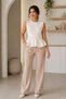 Azelia Gold Detailed Waist-Situated Steel Knitted White Blouse