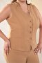 112035 Women's Plus Size Cobalt Button Detail Vest Set Sets - 6
