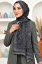 Women's Gray Shawl with Patterned Bamboo Crush Design