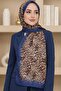 Women's Blue Leopard Elegance Shawl - 2