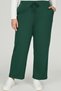 Women's Green Elastic Waist Lace-Up Atlas Wide Leg Pants - 3
