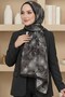 Women's Bitter Brown Gray Floral Patterned Bamboo Crush Shawl