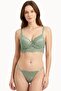 Women's Green Stone Embroidered Lace Unpadded Bralette Set - 2