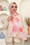 Women's Powder Pink Rose Patterned Soft Shawl - 2