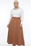 Women's Tan Belted Puerto Rican Fabric Lined Pencil Skirt - 2