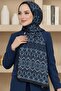 Women's Navy Blue Abstract Patterned Bamboo Crush Shawl