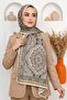 Women's Cream Mandala Patterned Organic Cotton Soft Shawl - 2