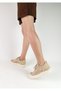 Beige Color Lace-Up Women's Sports Shoes Knitted Knit Sports Shoes between Sizes 36-40 - 4
