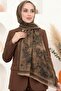 Women's Light Brown Shawl with Patterned Bamboo Crush Design - 2