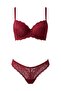 Women's Burgundy Lace Padded Bra Set - 3