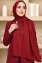 Women's Red g Patterned Jacquard Cotton Shawl - 2