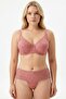Women's Peach Pink Lace Unpadded Bra Set