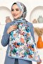 Women's Blue Floral Patterned Organic Cotton Soft Shawl