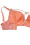 Dark Peach Pink Cross-Striped Stone Detailed Lace Support Bra Set - 4