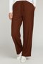 Women's Bitter Brown Elastic Waist Lace-Up Atlas Wide Leg Pants - 2