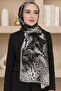 Women's Beige Leopard Patterned Bamboo Crush Shawl - 2