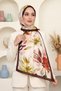 Women's Burgundy Watercolor Floral Patterned Soft Shawl - 2