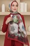 Women's Red Watercolor Floral Pattern Soft Shawl - 2