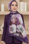 Women's Purple Watercolor Floral Pattern Soft Shawl - 2