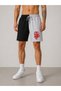 Men's Black Gray Contrast Shorts Red Dragon Printed Comfortable Fit Sports Shorts - 2