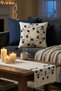 Boho Decorative Punch Embroidered Daisy Pattern Throw Pillow Runner Set 2 Square Throw Pillows 1 Runner Living Room Set - 4