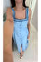 Solla Blue Embroidered Detailed Buttoned Strap Dress - 4
