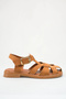 Women's Closed Sandals - Closed Toe Buckle Flat Sole Women's Sandals Suede Tan - 6
