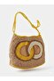 Women's Yellow-Beige Straw Knitted Handmade Beach and Shoulder Bag-Unlined - 5
