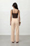 Wide Leg Trousers with Waist Tie - 5