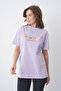 Colorful Cup Printed Round Crew Neck Lilac T-Shirt for Women Coffee Lovers - 4