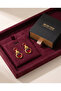 Vintage gold red earrings 3 cm - 2