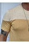 Double Color Piece Detailed Cotton Knitted Slimfit T-Shirt - 2