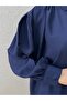 Strawberry Shoulder Gathered Hidden Placket Balloon Sleeve Shirt-Na769 Navy Blue - 2