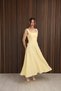 Square Collar Side Zipper Detailed Princess Dress Yellow - 3