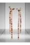 Colorful Baguette Cz Stone Long Pendant Earrings |   Gold Color Plated Double Stripe Rainbow - 3