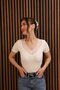 V-Neck Lace Detail Blouse Cream Color - 2