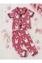 100% Cotton Short Sleeve Buttoned Summer Happy Rabbit Patterned Girls Boys Unisex Baby Kids Pajama Set