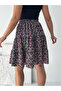 Women's Floral Pattern Wrinkled Fabric Flared Skirt with Elastic Waist - 6
