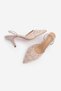 Women's Stiletto Sequined Beaded Embroidered Mesh Elastic Classic Heeled Shoes Torliza Powder Satin - 7