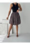 Women's Floral Pattern Wrinkled Fabric Flared Skirt with Elastic Waist - 2