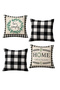 Set of 4 Black and White Plaid and Home Written Throw Pillow Covers Live Simply Themed Decorative Pillow - 2