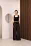 Lace-Up Elastic Waist High Waist Trousers Bitter Brown