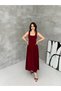 Square Neck Maxi Length Knitted Dress with Flounce Detail Ss26El0007 - 5